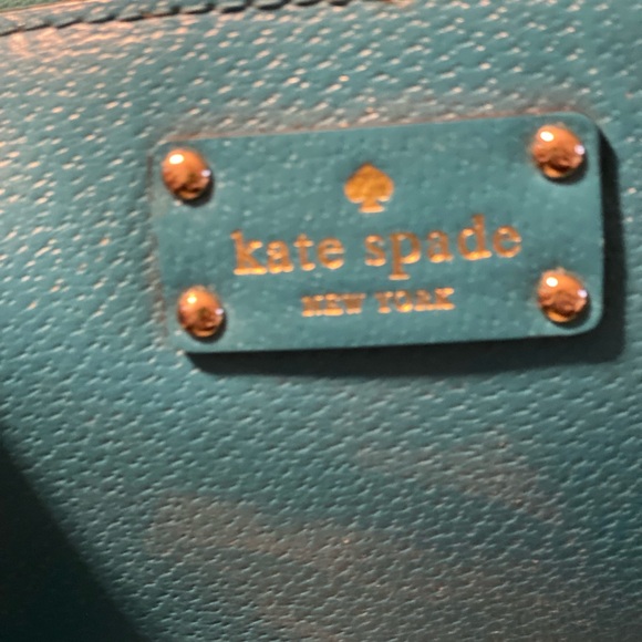Kate Spade Crossbody Bag, Leather Turquoise, long strap, EUC - Picture 4 of 6